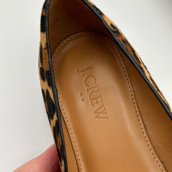 J.Crew Marina Calf Hair Pointy‎ Toe Flats Leopard Print Slip On Women's Size 6.5 - Picture 8 of 13
